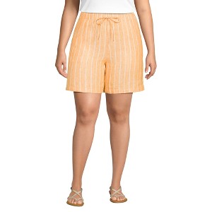 Lands' End Women's Linen High Rise Pull On 7" Shorts - 1 of 3