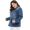 Agnes Orinda Women's Plus Size Outerwear Zip Closure Drawstring Denim Jacket - 4 of 4