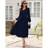 Clearlove Women's Casual V Neck Lantern Long Sleeve Ruffle Smocked Waist Tiered Midi A Line Dress - 2 of 4