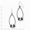 Black Bow Jewelry Two-Tone Three Bead Mesh Chain Dangle Earrings in Sterling Silver - image 2 of 3