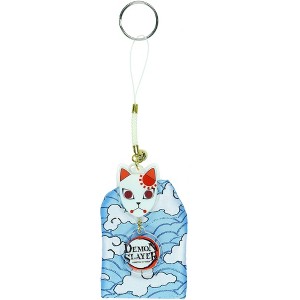 Deamon Slayer Keychain Kitsune Warding Mask with Tanjiro Cloud Print Pouch Blue - 1 of 4