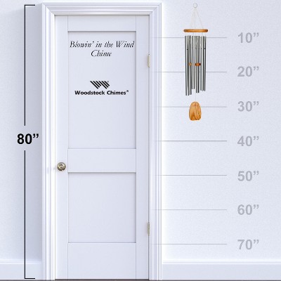 Silver Aluminum and Cherry Ash Wood Wind Chime, 34"