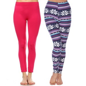 Women's Pack of 2 Leggings - One Size Fits Most - White Mark - 1 of 1