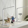 360 Lighting Jett 16 1/2" High Small Modern Desk Lamps Set of 2 USB Port Night Light LED Silver Metal Home Office Living Room Charging Bedroom Bedside - 2 of 4