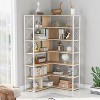7-Tier Bookcase Home Office Bookshelf, L-Shaped Corner Bookcase with Metal Frame, Industrial Style Shelf with Open Storage, MDF Board-The Pop Home - 2 of 4