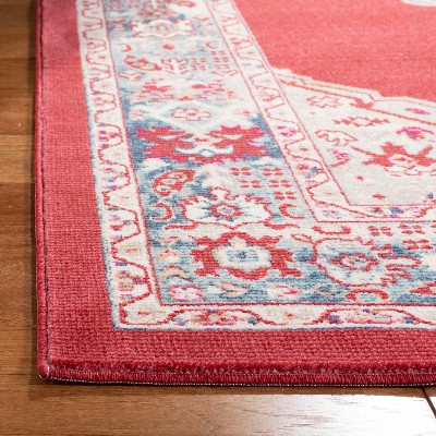 Merlot Red and Aqua Rectangular Cotton Area Rug 5' x 7'