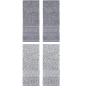 REGALWOVEN 4 Pcs Bathroom Decorative Cotton Soft Absorbent Sold Striped Hand Towel - 1 of 4