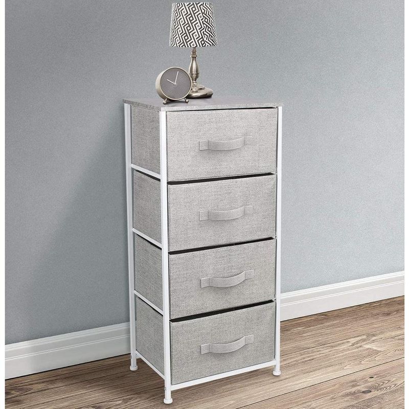 Sorbus 4 Drawers Chest Nightstand - Storage for Closet, Home, College Dorm - Features Steel Frame, Wood Top, & Fabric Bins, 2 of 6