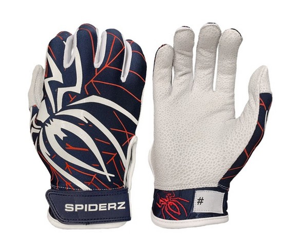 Spiderz Pro Adult 2019 Baseball/Softball Batting Gloves White/Red Large 