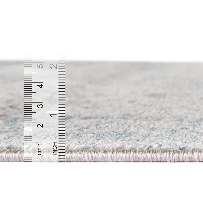 Gray and Light Blue 10' x 14' Synthetic Rectangular Rug