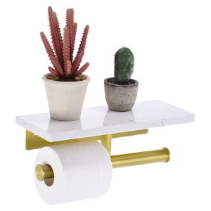 Unique Bargains Durable Well-designed Unique Marble Shelf Stylish Toilet Paper Holder - 1 of 3