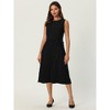 INSPIRE CHIC Women's Sleeveless Pleated Tie Waist Casual Office A-Line Dresses - 2 of 4
