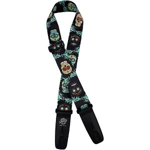 Lock-It Straps Polymer Plush 2" Locking Guitar Strap Sugar Skulls - 1 of 1