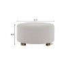 Kumasinova 30.5"Dia Round Footstool Ottoman with White Fabric&Rubberwood Legs,Modern Minimalist Footrest Ottoman with Anti-Slip Pads,Home Decor - 3 of 4