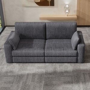 Vipbear Beige Extra Large Modular Sectional Sofa,Comfy Corduroy Modern Oversized 4-Seat Sectional Couch with Deep Seat,Tool-Free Assembly - 1 of 4