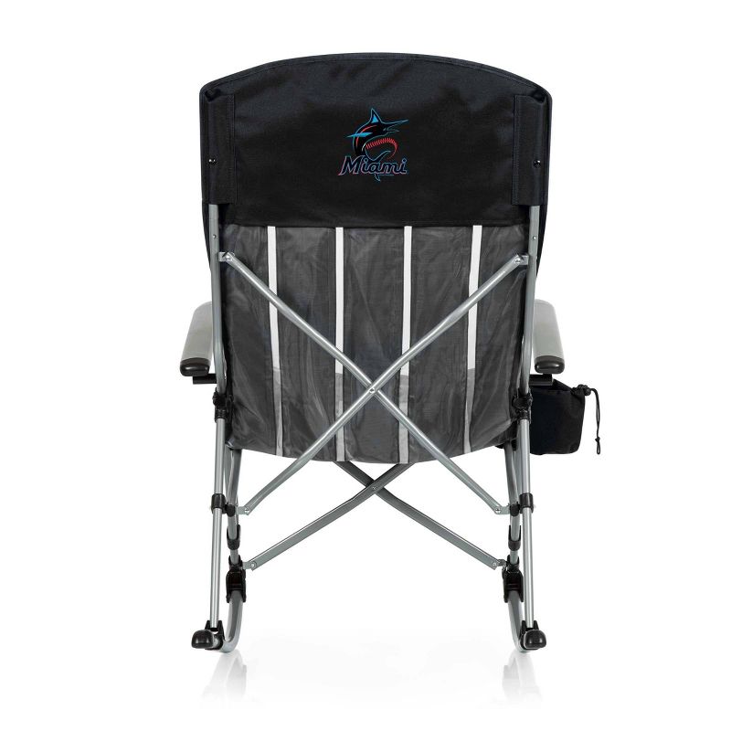 MLB Miami Marlins Outdoor Rocking Camp Chair - Black, 3 of 7