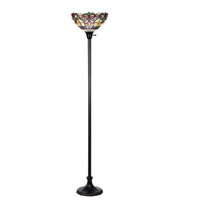 Chloe Lighting Grenville Tiffany-Style 1 Light Victorian Torchiere Floor Lamp 14" Shade