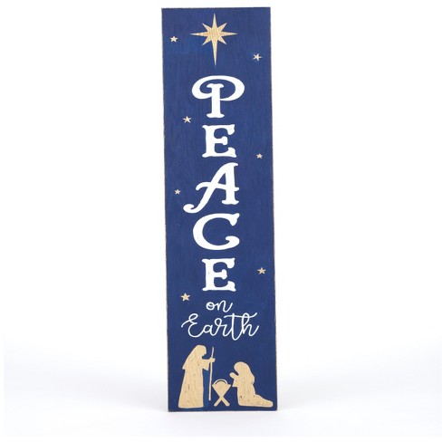 Lakeside Peace On Earth Nativity Leaning Wall Or Front Porch Sign For The Holidays Target