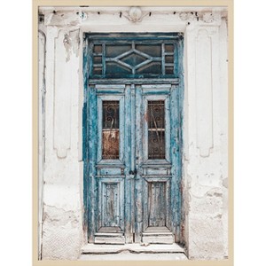 Amanti Art Blue Door Naxos by Bella Eve Wood Framed Wall Art Print - 1 of 4
