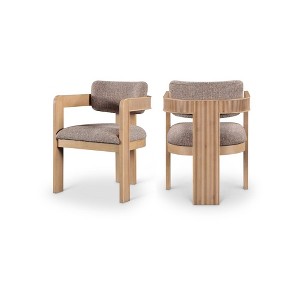 Meridian Furniture,Sacha Brown Linen Textured Fabric Dining Chair, Set of 2 - 1 of 4