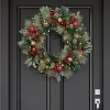 30-inch Pre-Lit Decorated Christmas Wreath with 50 LED Lights Battery Operated (Red) - 2 of 4