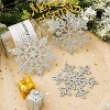 Aoibox 30pcs 80mm Glitter Snowflake Ornaments Plastic Christmas Tree Hanging Decoration Silver for Holiday Party Wedding Anniversary - 3 of 4