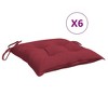 vidaXL Wine Red Chair Cushions, Set of 6 – 15.7"x15.7"x2.8" Oxford Fabric, Water-resistant, Non-Slip Features, Indoor and Outdoor Use Seat Cushions - 3 of 4
