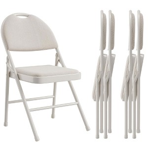 Whizmax Folding Chairs 4 Pack, Metal Foldable Chair with Cushion and Non-Slip Feet Pads, PU Party Chairs for Meeting Room, Dining Room - 1 of 4