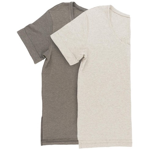 Felina Women's Organic Cotton Stretch Scoop-neck Tee 2-pack (pebble Slate,  Small) : Target