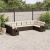 vidaXL 10 Piece Patio Sofa Set with Cushions Gray Poly Rattan - Brown and Cream With Table - 2 of 4