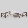 Brava 5pc Acacia Wood Sectional Sofa & Club Chair Set: Weather-Resistant Patio Set - Christopher Knight Home - 2 of 4
