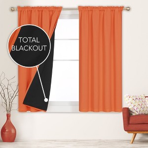 Deconovo ModernLuxury 100% Full BlackOut SatinRodCurtains For LivingRoom or BedRoom 2Panels - 1 of 4
