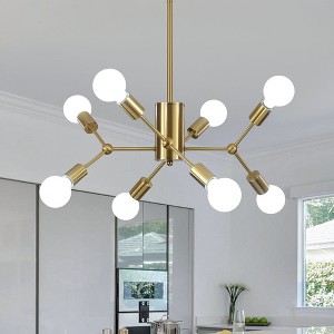 PAKOKULA Modern 8-Light Gold Branch Sputnik Style DIY Tiered Chandelier - 1 of 4