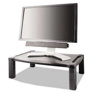 Kantek Wide Deluxe Two-Level Monitor Stand, 20" x 13.25" x 3" to 6.5", Black, Supports 50 lbs - 1 of 1