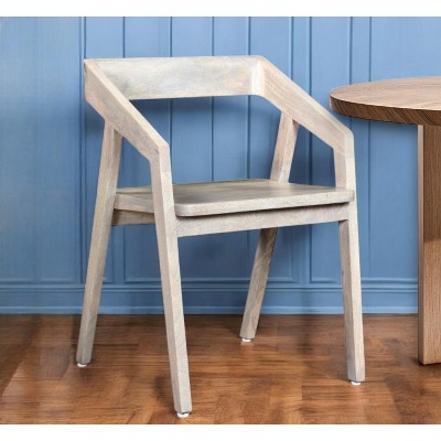 HomeRoots Upholstered Polyester Open Back Dining Arm Chairs - Thumbnail 2