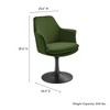 Modway Lippa Velvet Dining Armchair - Black Moss Green Swivel Chair with Pedestal Base, Barrel Back and Mid-Century Style - 3 of 4