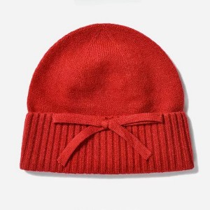 Anna-Kaci Women's Soft Knit Cuffed Beanie Hat with Ribbed Foldover Hem and Delicate Bow Detail - 1 of 4