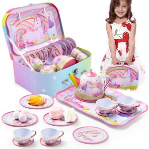 Joyfy Kid Tea Set, Unicorn Tea Set for Toddlers, Tea Party Pretend Play Set, Perfect Kitchen Toy Birthday Gift for Little Girls Ages 2 3 4 5 6 Years - 1 of 4