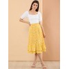 INSPIRE CHIC Women's Chiffon Elastic Waist Ruffle Tiered Flowy Midi Floral Printed Skirts - 2 of 4