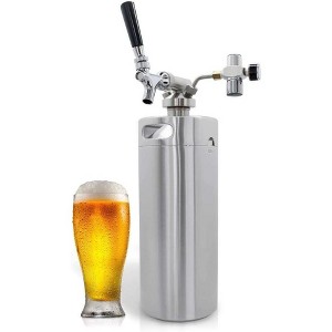 NutriChef PKBRTP100 Pressurized Growler Tap System – 128 oz Stainless Steel Mini Keg with CO2 Regulator for Craft Beer and Homebrew - 1 of 4