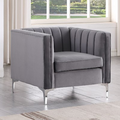 32 in. Wide Mid-Century Channel Tufted Velvet Accent Sofa Chair - Morden Fort