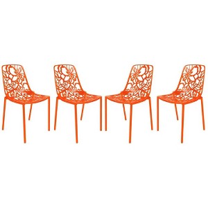 LeisureMod Devon Modern Aluminum Outdoor Stackable Dining Chair Set of 4 - 1 of 4