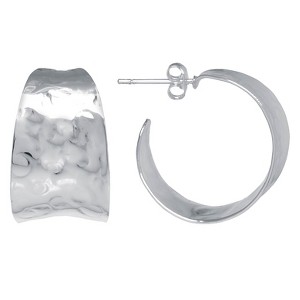 Silver Plated Brass Textured Open Hoop - 1 of 1