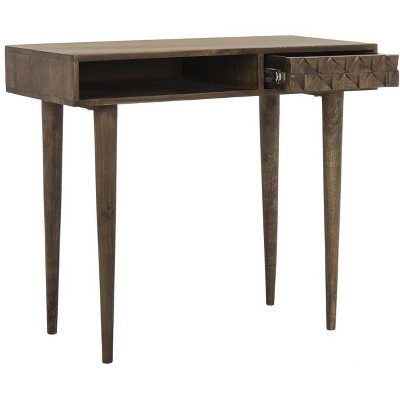 Transitional Walnut Wood Home Office Desk with Drawer