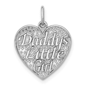 Black Bow Jewelry 14k White Gold Daddy's Little Girl Heart Charm or Pendant, 16mm - 1 of 4