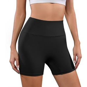 Coolmee Women's Biker Shorts Workout Gym Shorts High Waist Tummy Control Hidden Scrunch Running Yoga - 1 of 4