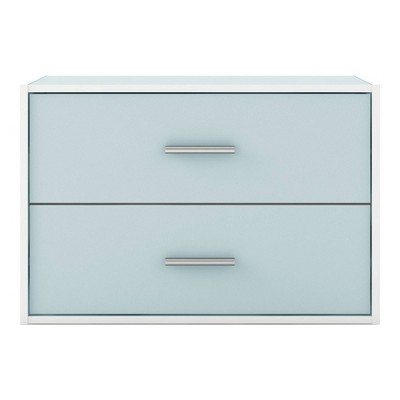 Light Blue Stackable 2-Drawer Kids Storage Cabinet