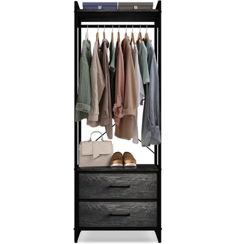 Sorbus Clothing Rack With 2 Drawers -wood Top, Steel Frame, And