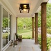 YIYIBYUS Retro 2-Light Metal Lampshade Flush Mount Ceiling Light, Black - 2 of 4