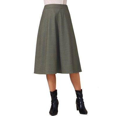 INSPIRE CHIC Women's Flowy Vintage Striped High Waist A-Line Midi Skirt